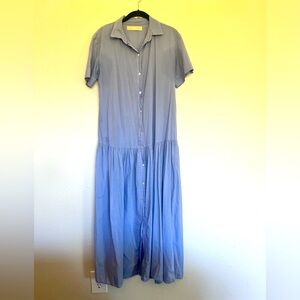 Oversized cotton maxi dress.blue/grey